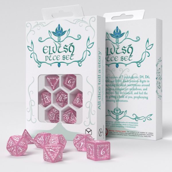 Elvish Shimmering Pink & White Dice Set