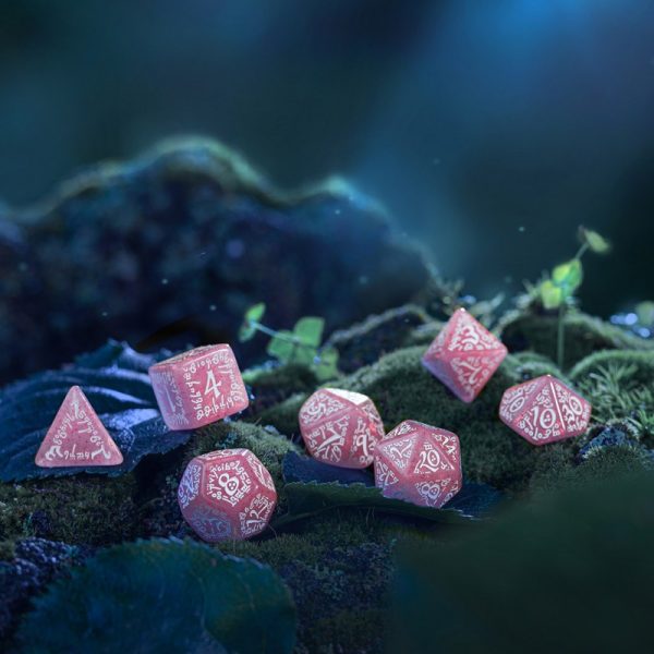 Elvish Shimmering Pink & White Dice Set