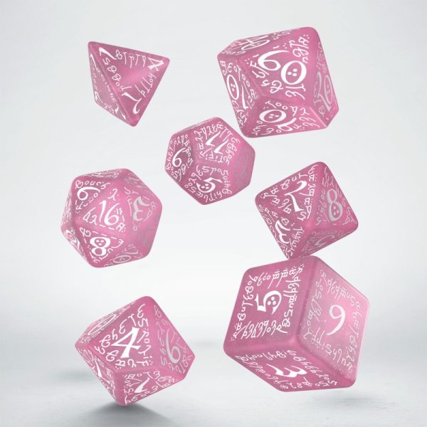 Elvish Shimmering Pink & White Dice Set