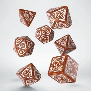 Steampunk Clockwork Caramel & White Dice Set - Q Workshop Steampunk Clockwork Caramel & White Dice Set - Q Workshop