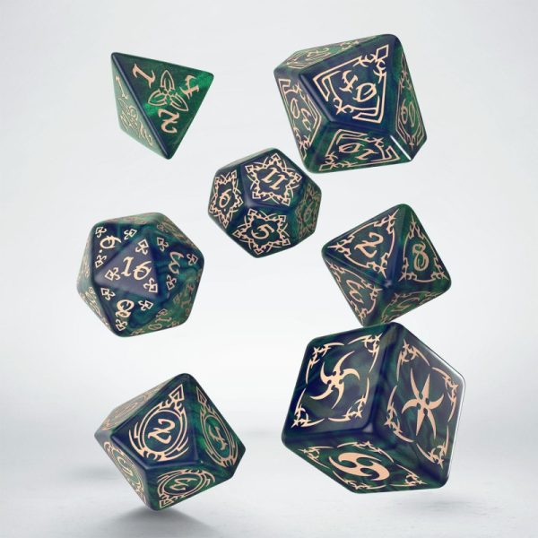 Tribal Dice Set: Blue-green & Beige Tribal Dice Set: Blue-green & Beige