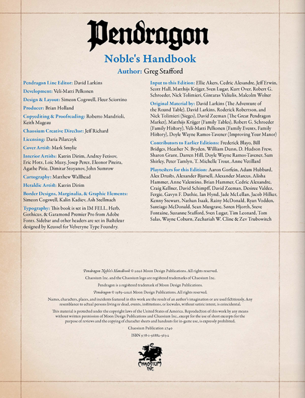 Noble's Handbook - Pendragon RPG (ENG)