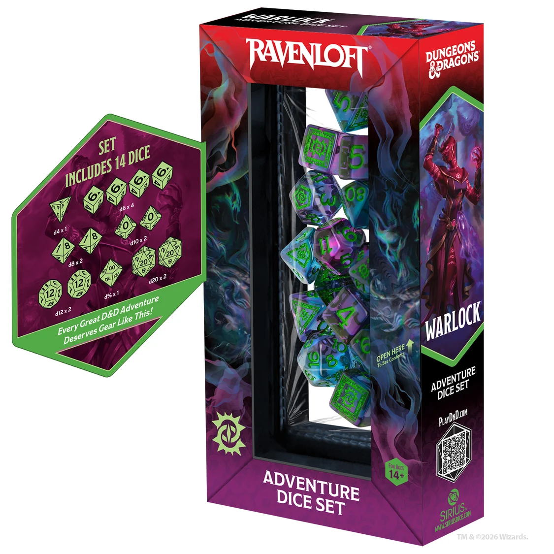 Ravenloft - Warlock Adventure Dice Set - Sirius Dice Dungeons & Dragons Adventure Dice